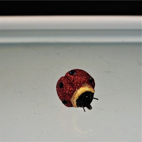 Glitter Clip on Red Ladybug Tree Ornament Home Decor Arts Crafts - Picture 4 of 7